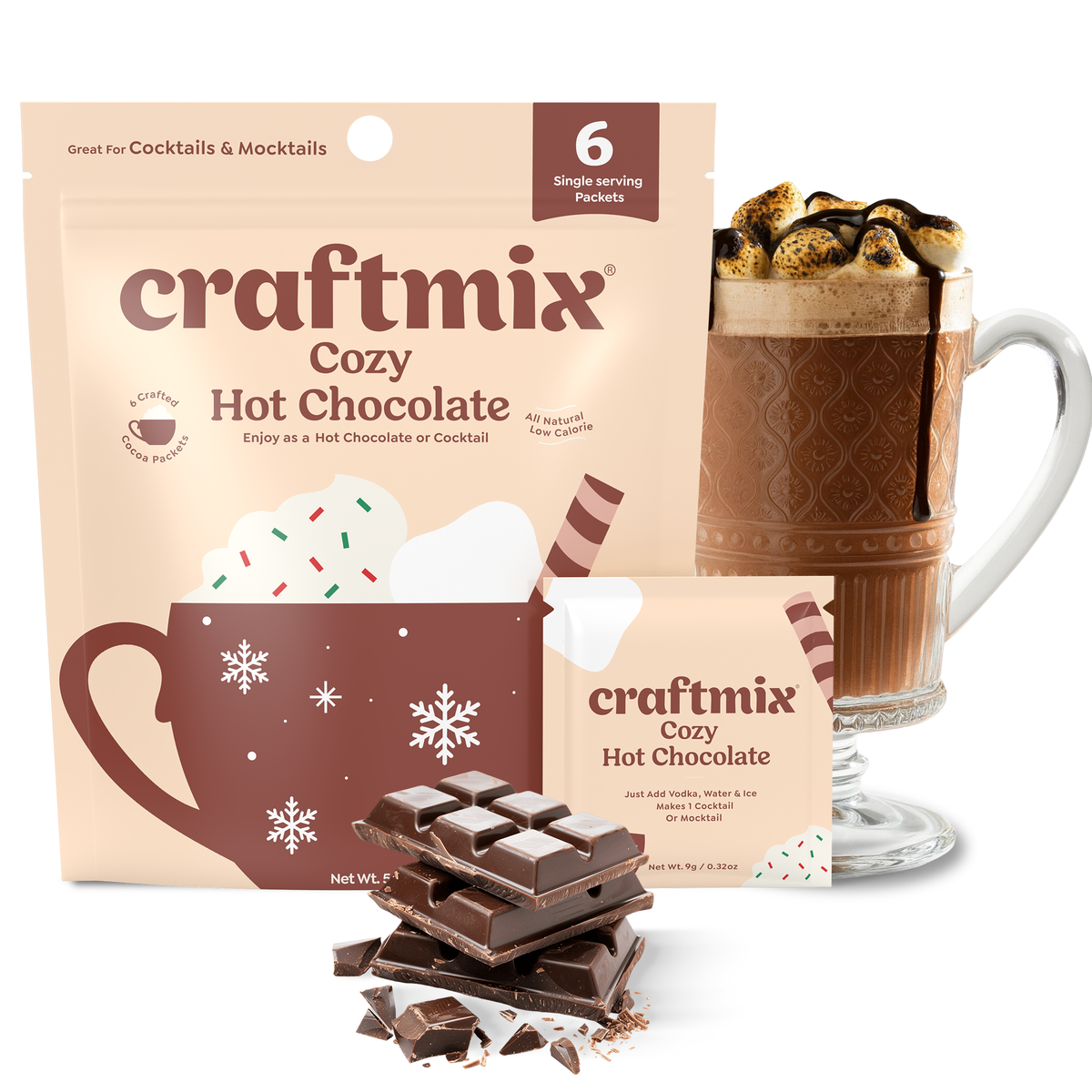 Cozy Hot Chocolate & Cocktail Mixer - 6 Servings Multipack
